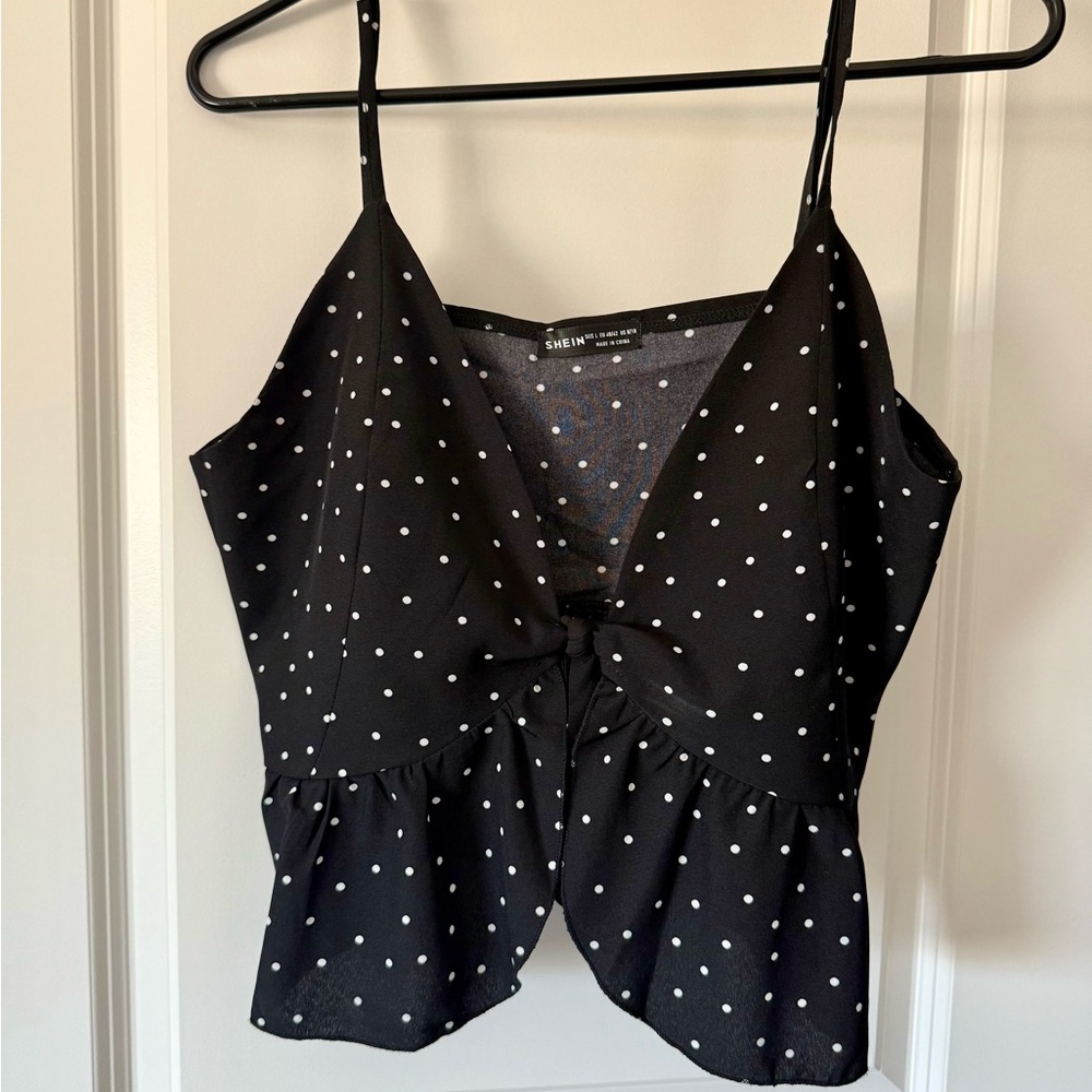 SHEIN Black and White Polka Dot Camisole